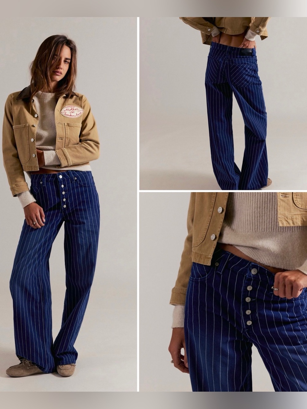Free People We The Free Nia Striped Boyfriend Jeans 29” Waist NWT